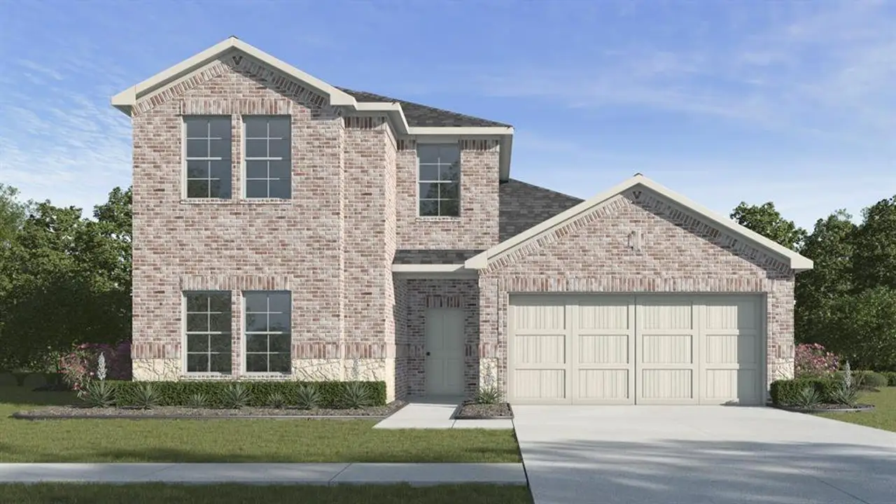 Front exterior of a new home in Saddlebrook, Waxahachie, TX, highlighting curb appeal (Image 2).