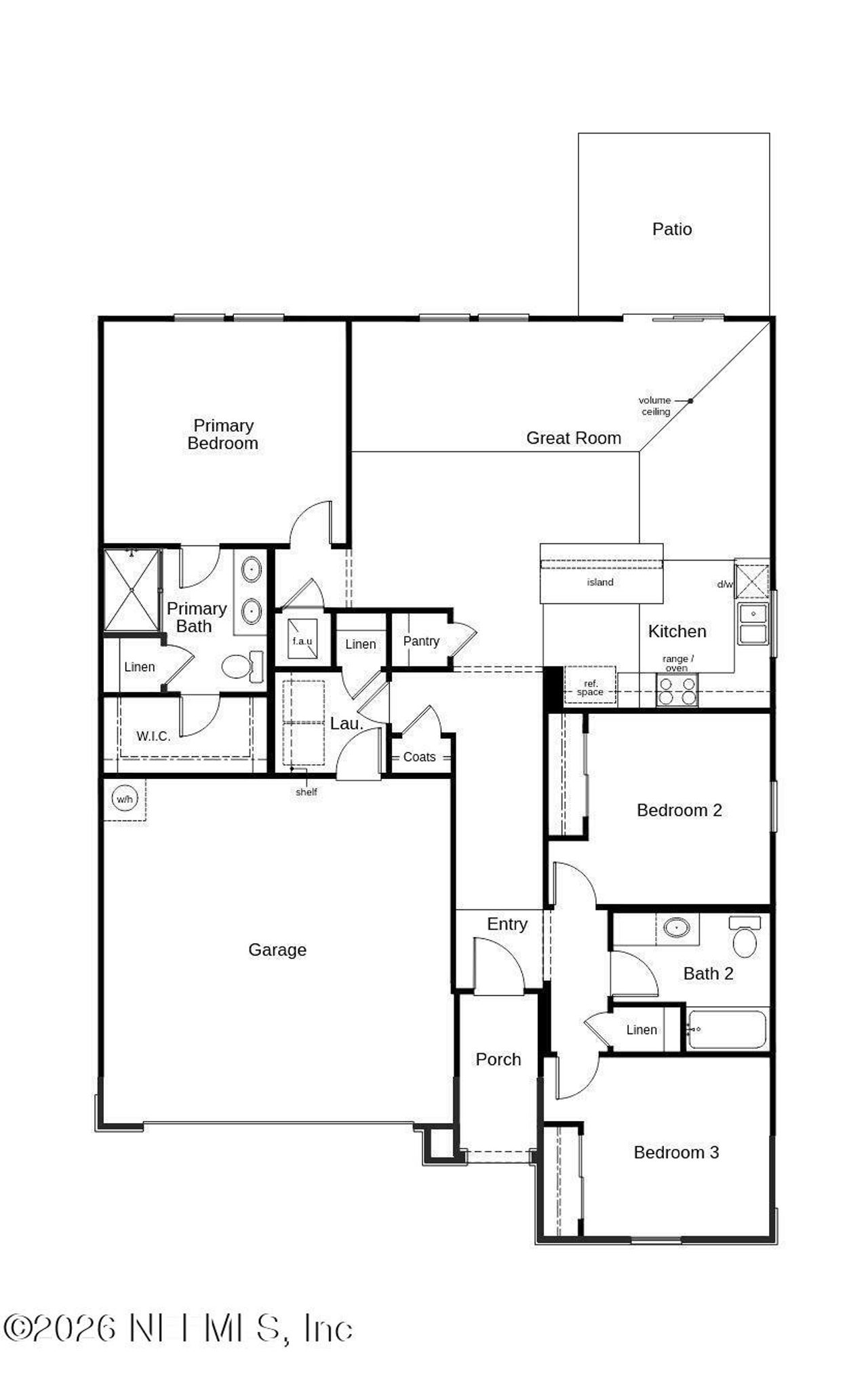 2D floor plan layout of this home in Panther Creek, Jacksonville, FL (Image 2).