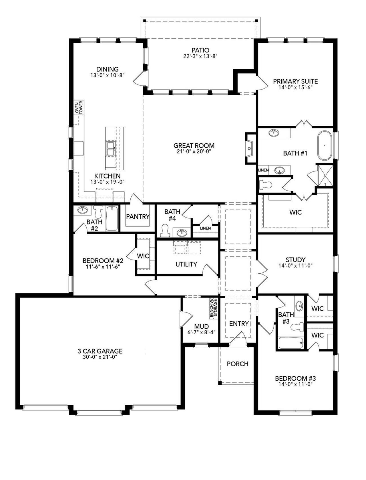 2D floor plan layout of this home in Settler's Glen, New Fairview, TX (Image 2).