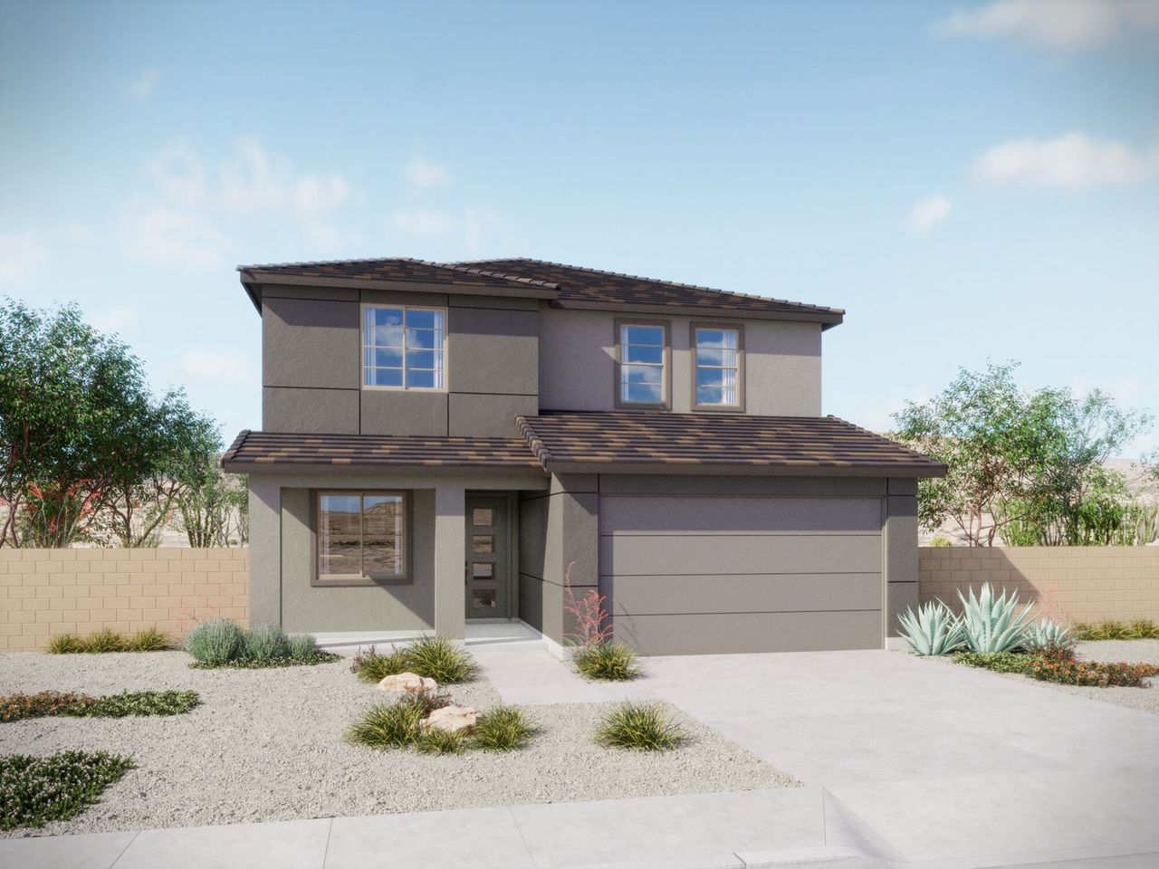 Representative exterior photo of a completed home built from the Sienna by Mattamy Homes in Silverbell Ridge, Marana, AZ (Image 2).