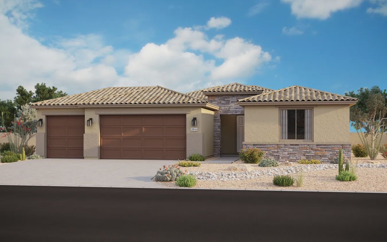 Representative exterior photo of a completed home built from the 2016 by Elliott Homes in Acacia at Santana, Yuma, AZ (Image 2).