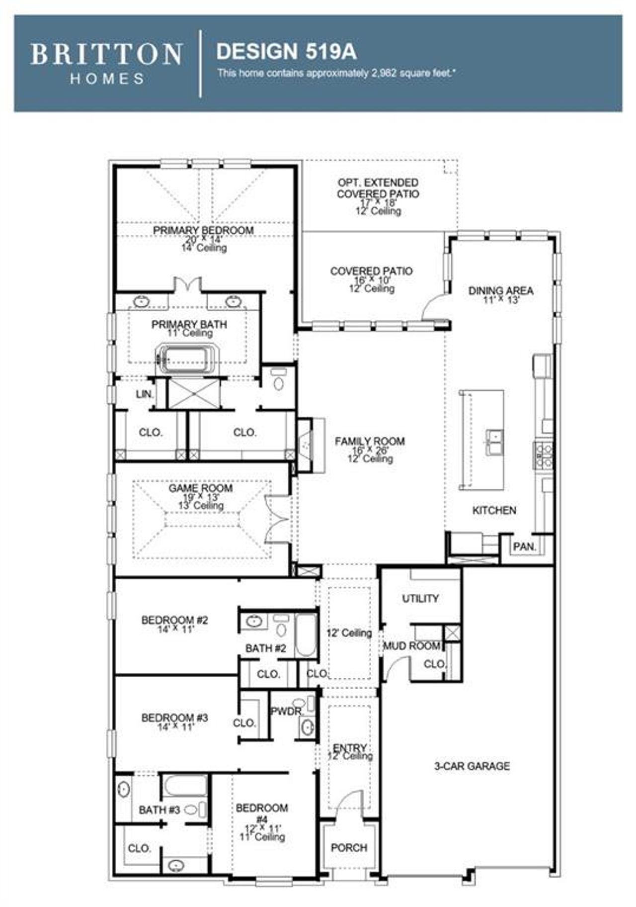 2D floor plan layout of this home in Walsh, Fort Worth, TX (Image 2).