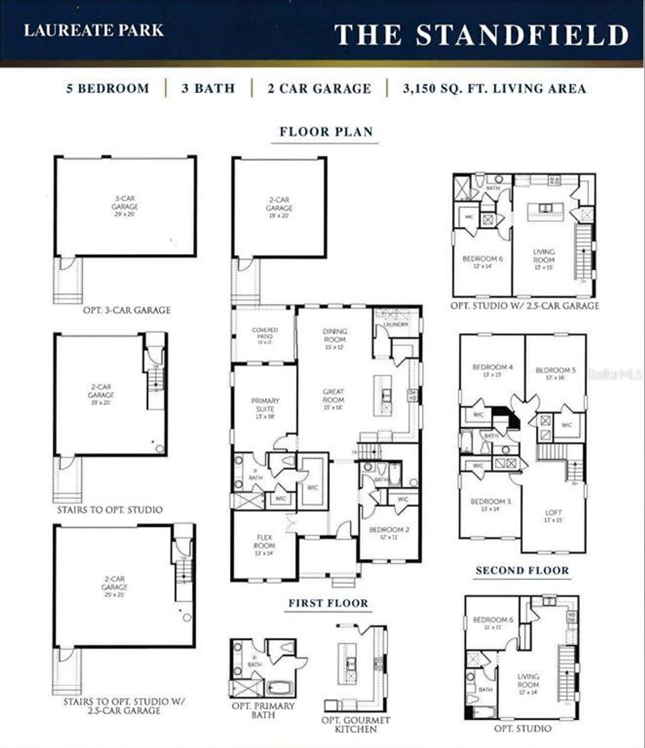 2D floor plan layout of this home in Laureate Park at Lake Nona, Orlando, FL (Image 2).