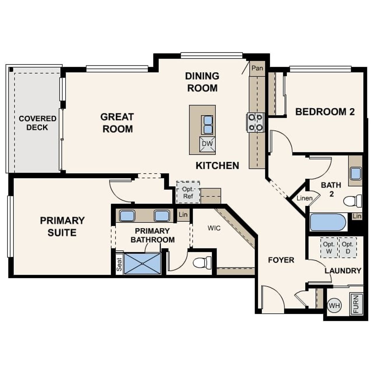 2D floor plan layout of this home in Grand Vue at Interlocken, Broomfield, CO (Image 2).