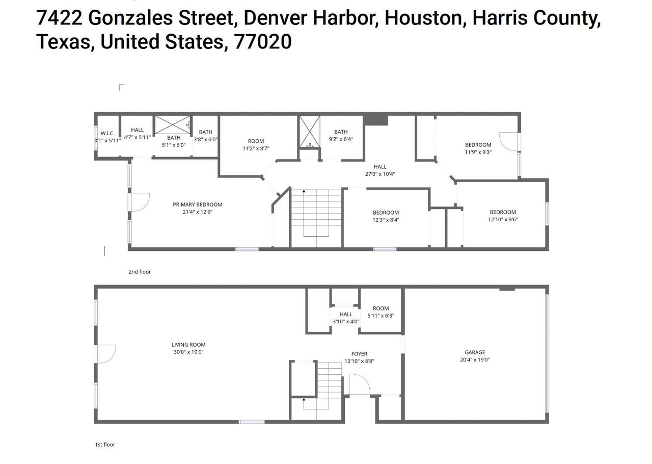 2D floor plan layout of this home in , Houston, TX (Image 2).