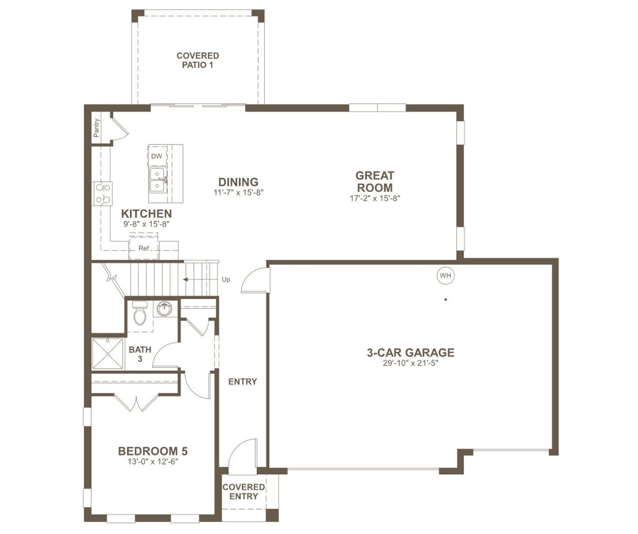 2D floor plan layout for the Tourmaline by Richmond American Homes in Estates at Rivers Edge, Parrish, FL (Image 2).