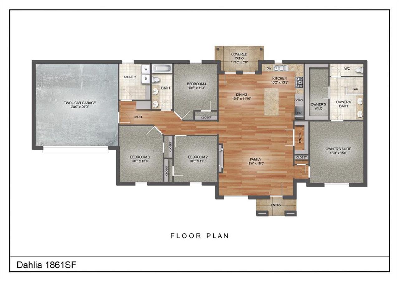 2D floor plan layout of this home in Whispering Winds, Springtown, TX (Image 2). 2D floor plan layout of this home in Whispering Winds, Springtown, TX (Image 2).