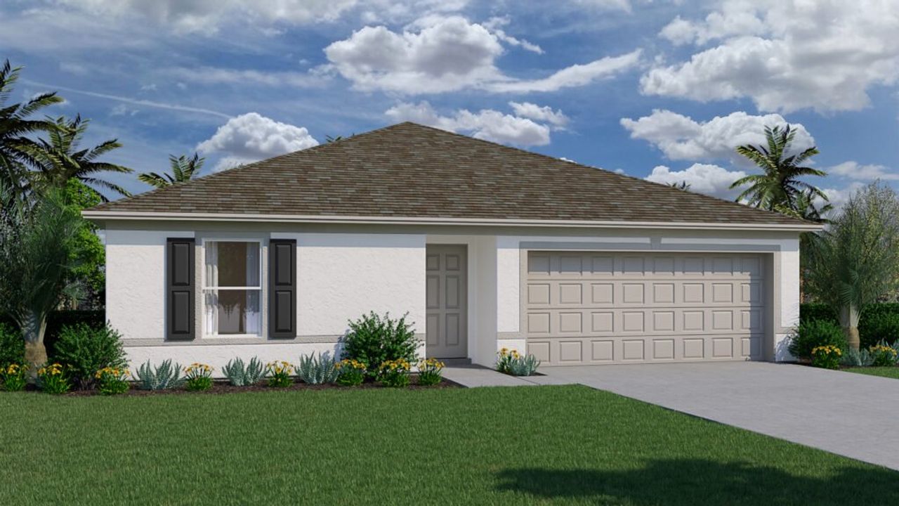 Representative exterior photo of a completed home built from the Fishtail by Holiday Builders in Mallard Landing, Okeechobee, FL (Image 2).