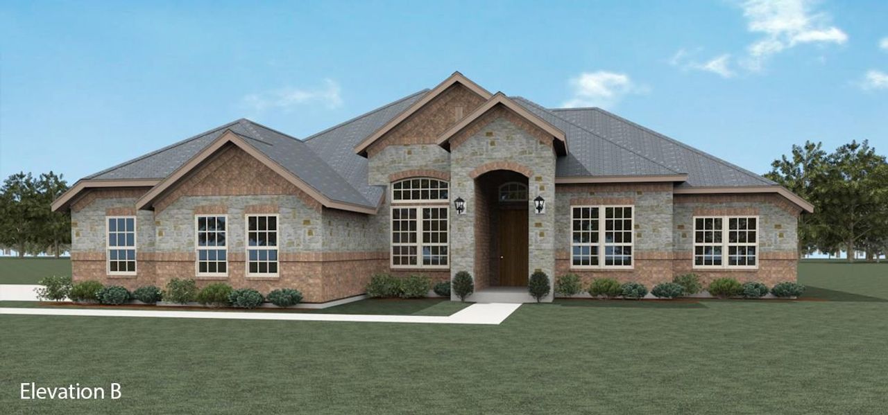 Representative exterior photo of a completed home built from the Dartmouth VI by Altura Homes in Berkshire Estates, Mesquite, TX (Image 2).