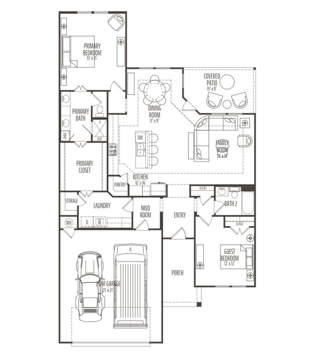 2D floor plan layout for the Salerno by Ladera Texas in Ladera at Timberbrook, Justin, TX (Image 2). 2D floor plan layout for the Salerno by Ladera Texas in Ladera at Timberbrook, Justin, TX (Image 2).