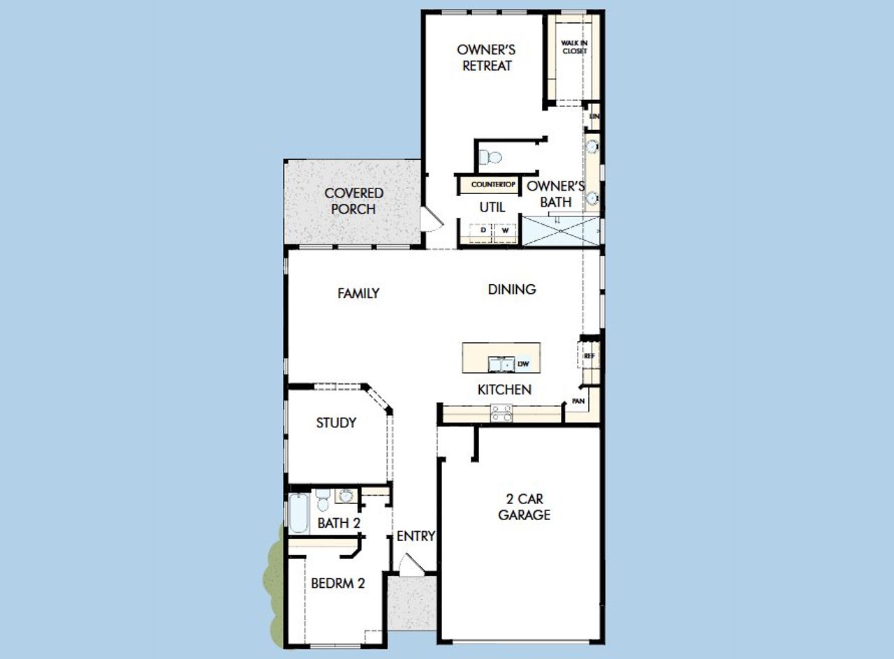 2D floor plan layout for the The Alberta by David Weekley Homes in The Highlands Encore - Tranquil Collection, Porter, TX (Image 2).