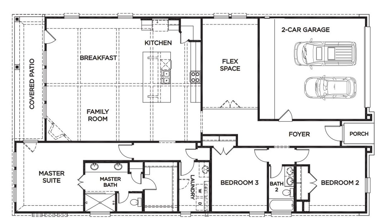 2D floor plan layout for the The Lamar by McKinley Homes in River Ranch Meadows, Dayton, TX (Image 2).