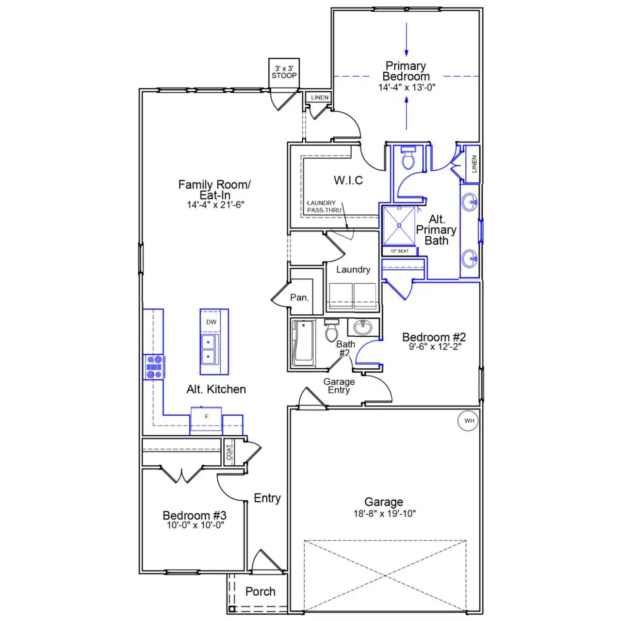 2D floor plan layout of this home in Cambridge Reserve, Angier, NC (Image 2).