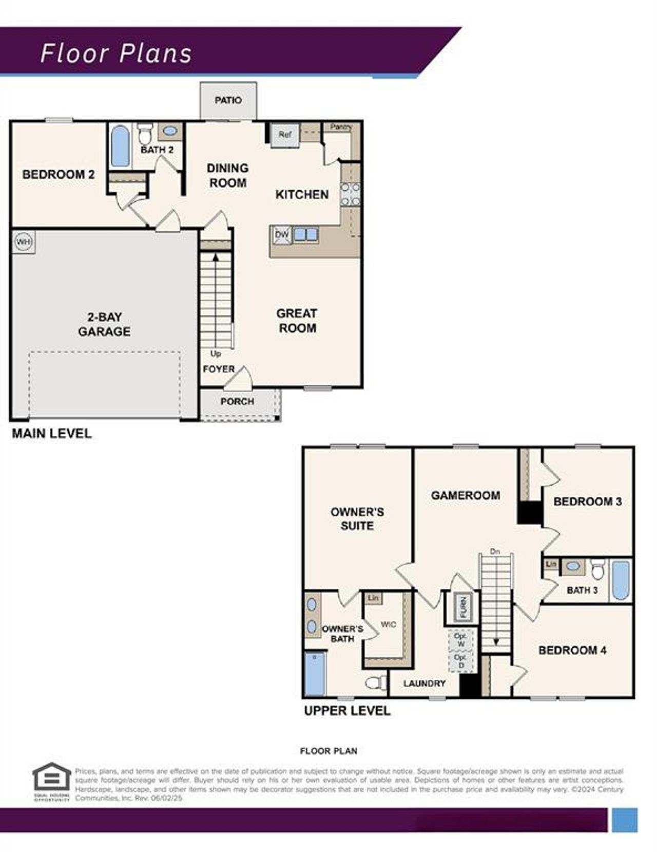 2D floor plan layout of this home in Courtland Place, Cleburne, TX (Image 2).
