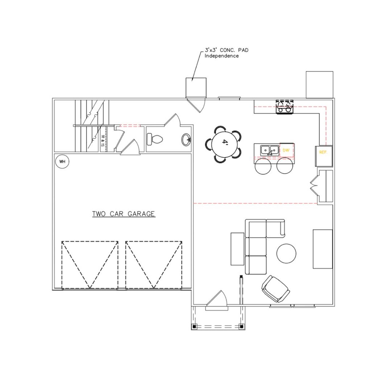 2D floor plan layout for the Russell - 12702 by Dream Finders Homes in The Villages at Harris Creek, West Point, GA (Image 2).