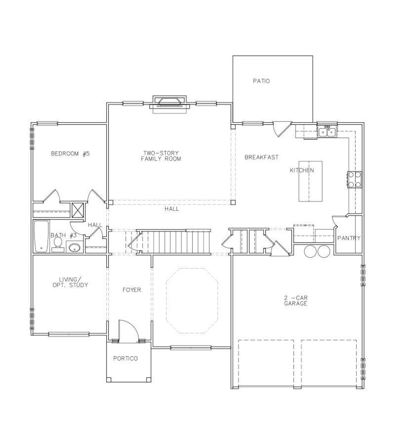 2D floor plan layout for the Wesley by Peachtree Building Group in The Landing at Miller’s Ferry, Adairsville, GA (Image 2). 2D floor plan layout for the Wesley by Peachtree Building Group in The Landing at Miller’s Ferry, Adairsville, GA (Image 2).