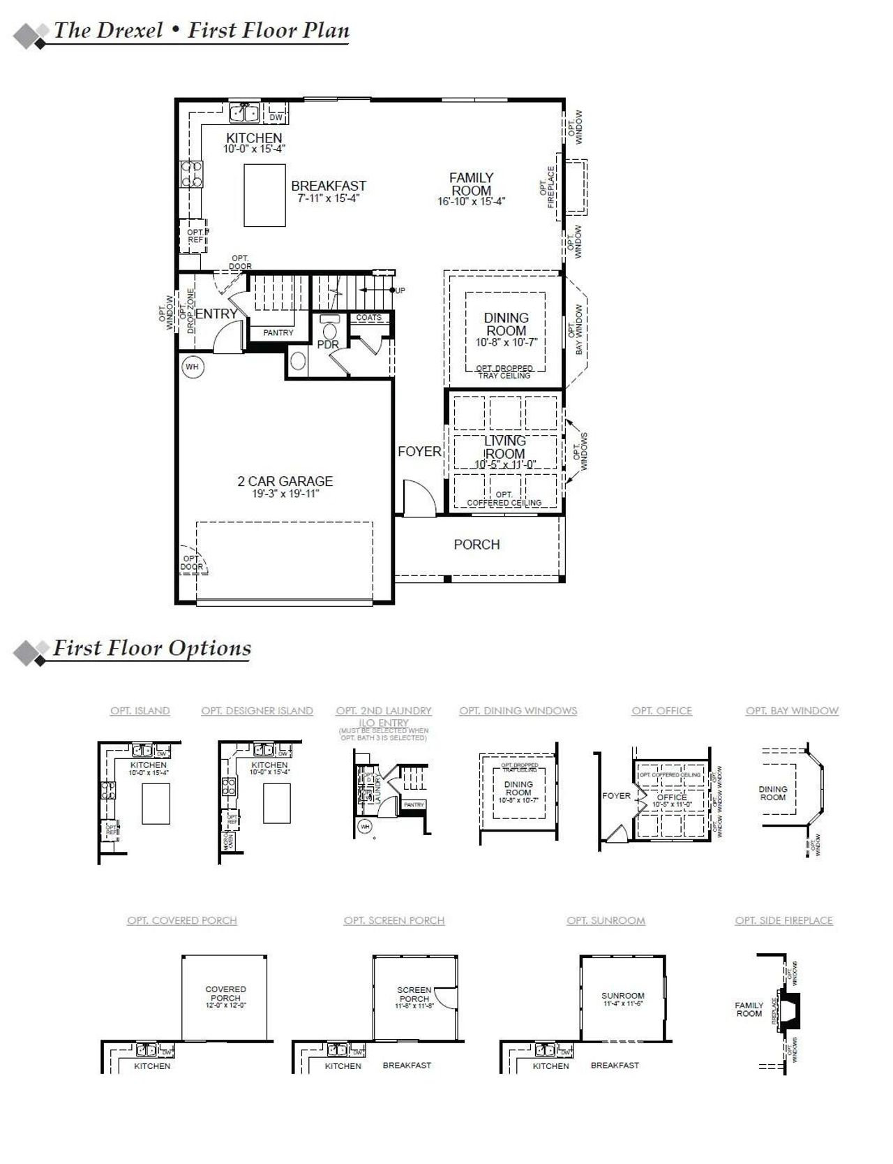 2D floor plan layout of this home in Parker's Preserve, Ridgeville, SC (Image 2).
