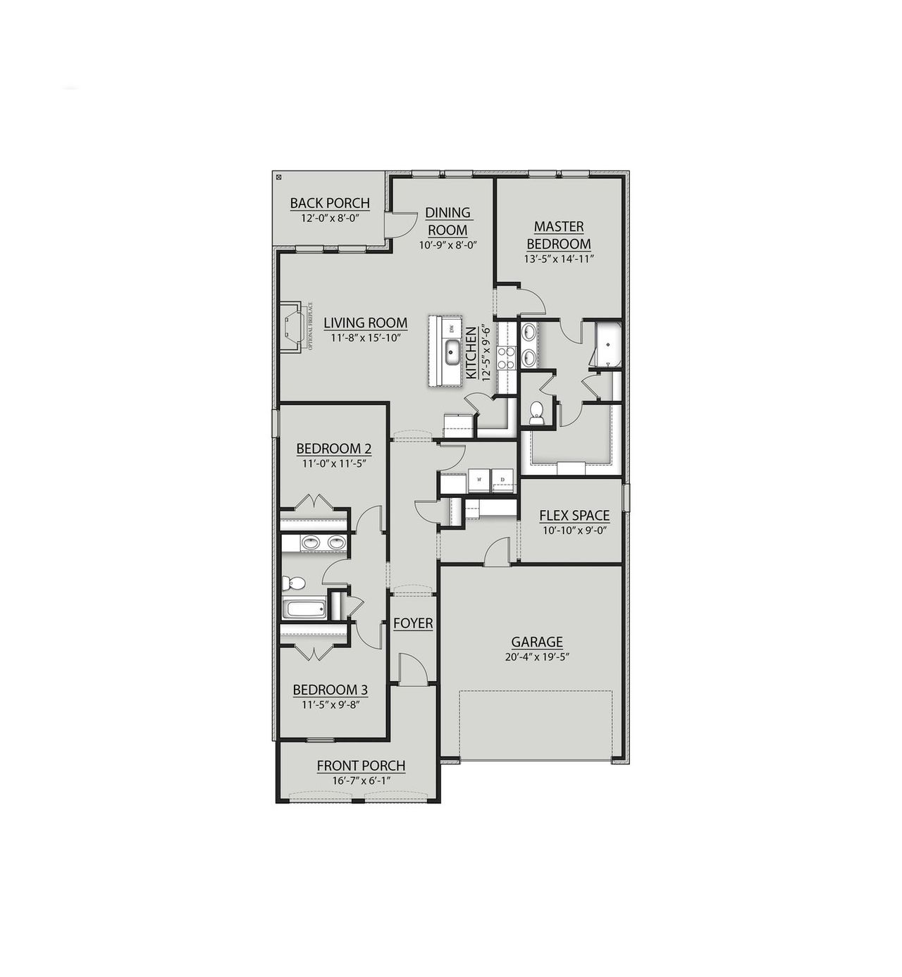 2D floor plan layout for the Jepson II B by DSLD Homes in Orange Gardens, Orange, TX (Image 2). 2D floor plan layout for the Jepson II B by DSLD Homes in Orange Gardens, Orange, TX (Image 2).