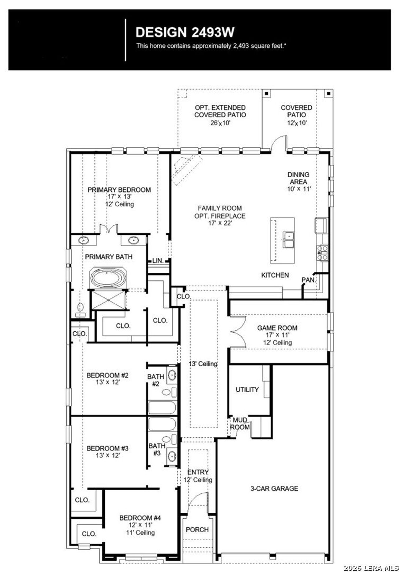 2D floor plan layout of this home in The Ranches at Creekside, Boerne, TX (Image 2).
