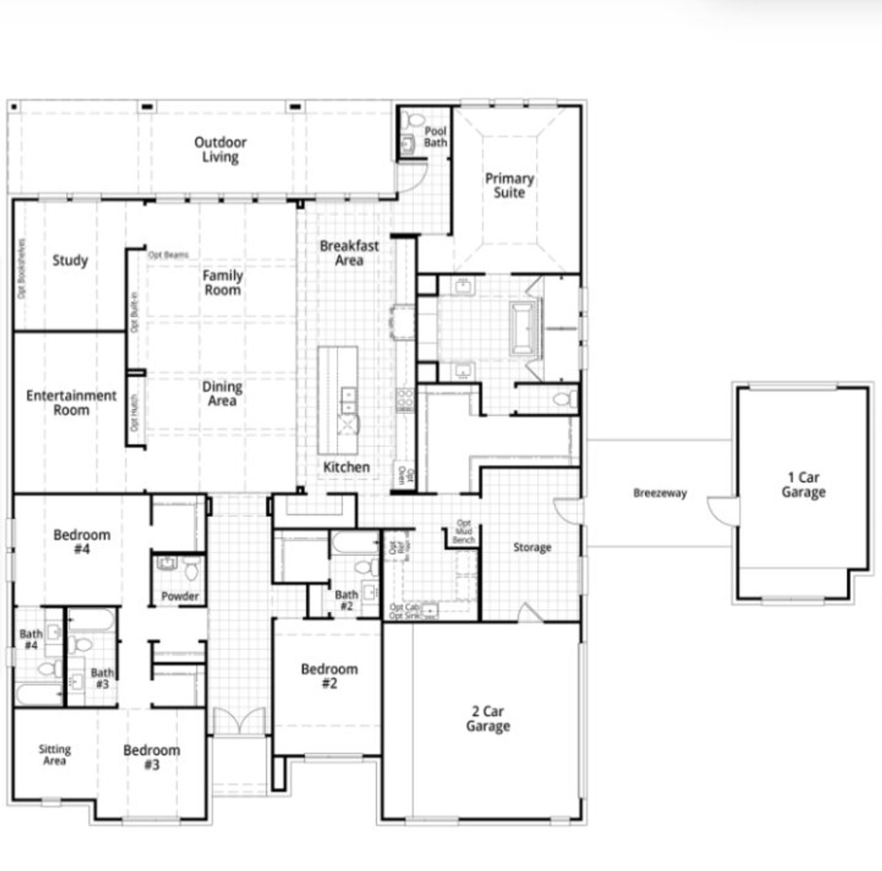 2D floor plan layout for the VeronaGR Plan by Highland Homes in Estates at Bristol Valley, Heath, TX (Image 2). 2D floor plan layout for the VeronaGR Plan by Highland Homes in Estates at Bristol Valley, Heath, TX (Image 2).