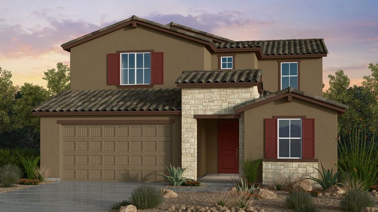Representative exterior photo of a completed home built from the Pinnacle by Taylor Morrison in Hawes Crossing Encore Collection, Mesa, AZ (Image 2).