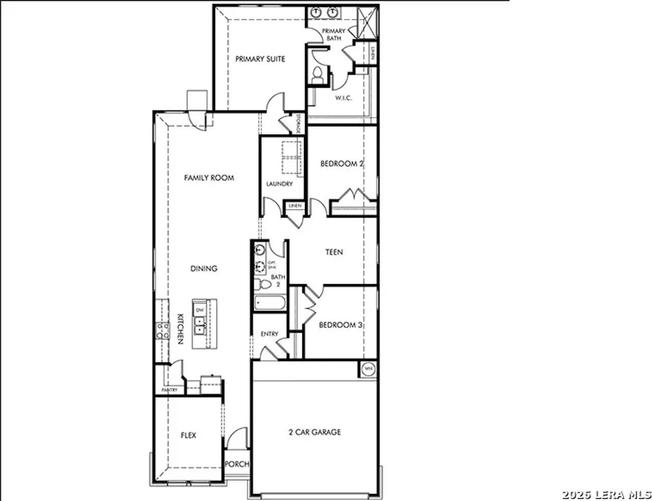 2D floor plan layout of this home in Remington Ranch, San Antonio, TX (Image 2).
