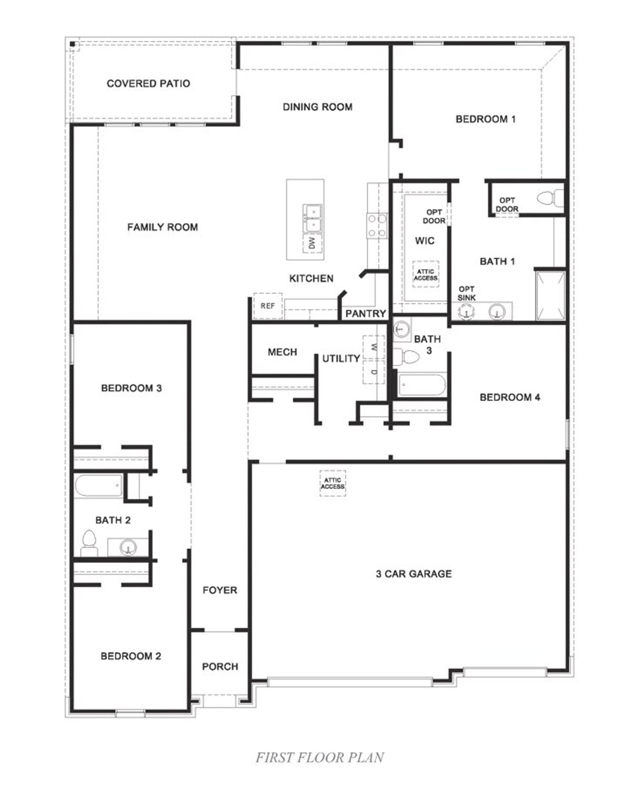 2D floor plan layout of this home in Portland Village, Portland, TX (Image 2).
