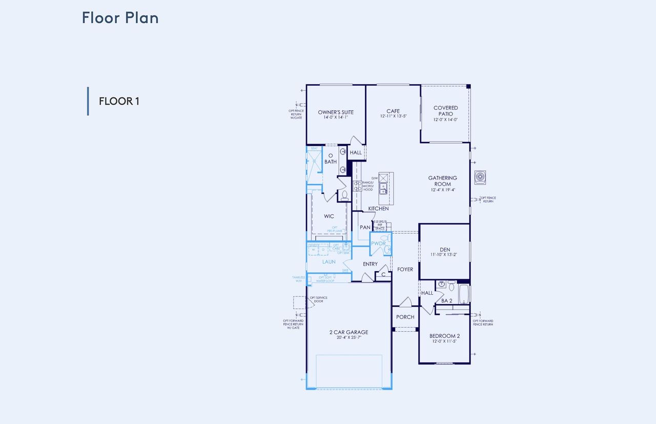 2D floor plan layout of this home in Sun City Anthem at Merrill Ranch, Florence, AZ (Image 2).