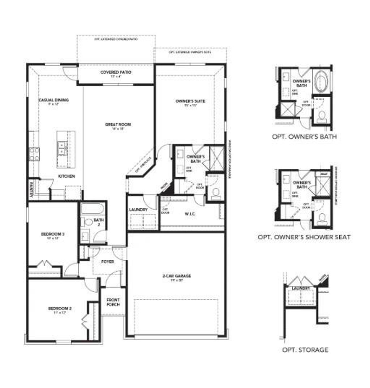 2D floor plan layout of this home in Hunters Glen, Jarrell, TX (Image 2).