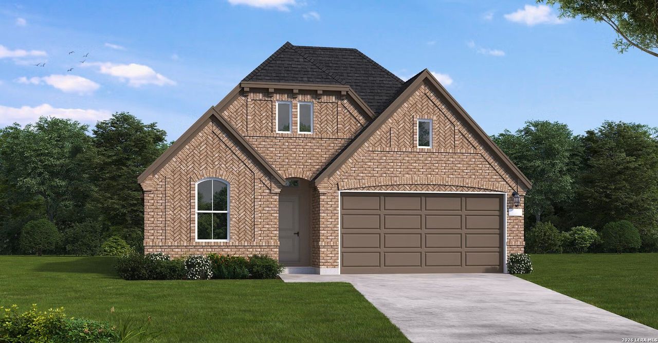 Front exterior of a new home in Davis Ranch, San Antonio, TX, highlighting curb appeal (Image 2).