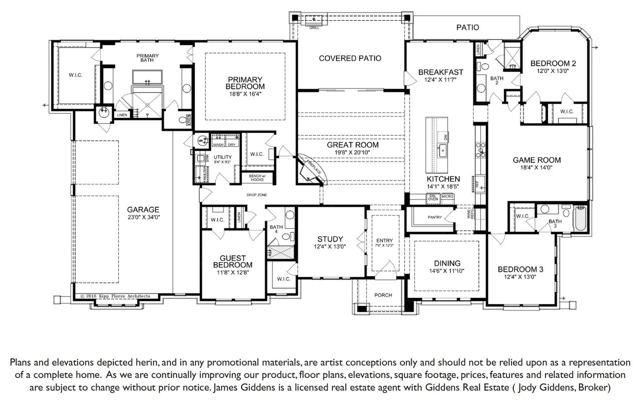 2D floor plan layout of this home in Clearwater Ranch, Liberty Hill, TX (Image 2).