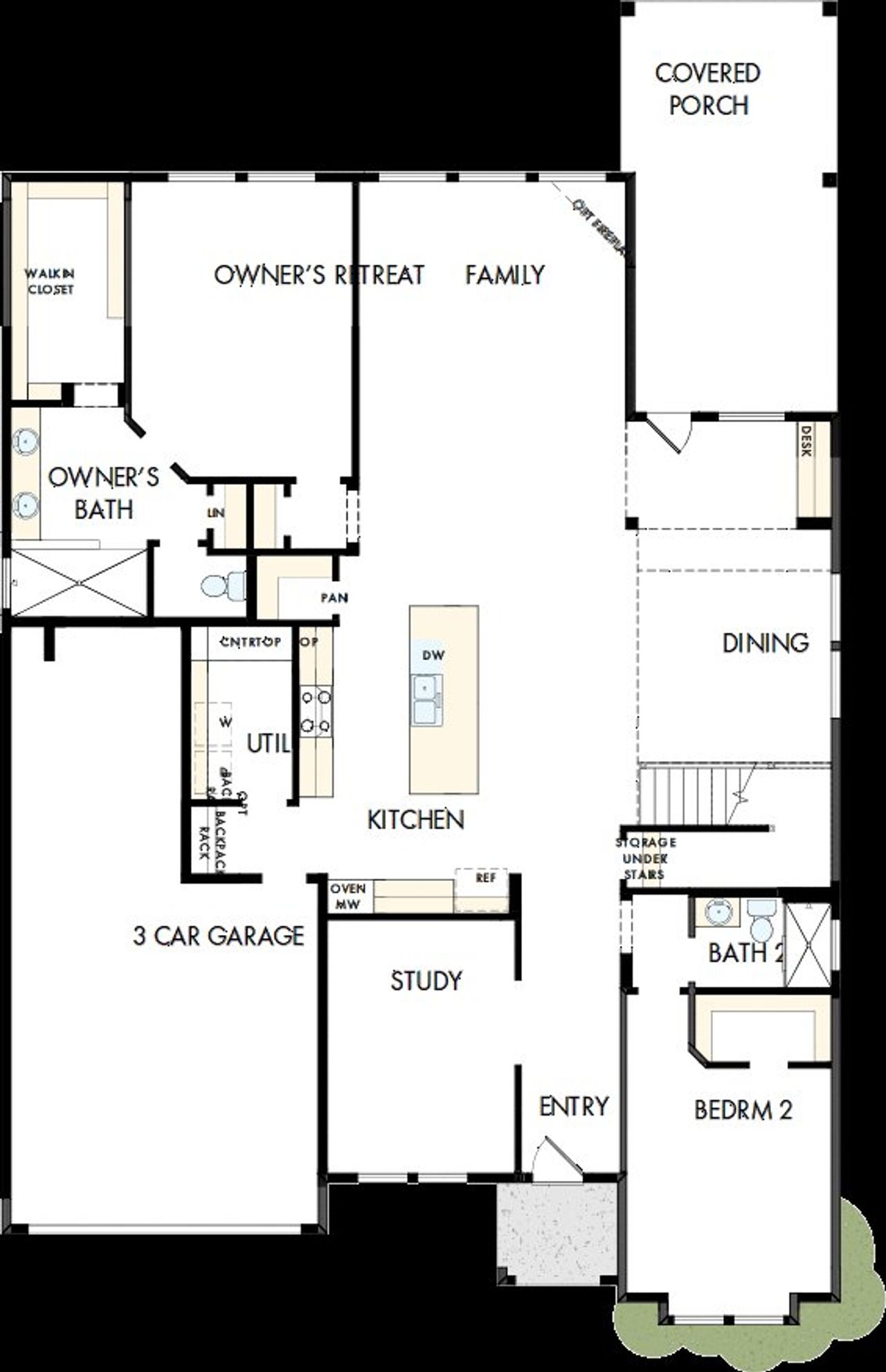 2D floor plan layout of this home in Davis Ranch 60', San Antonio, TX (Image 2).
