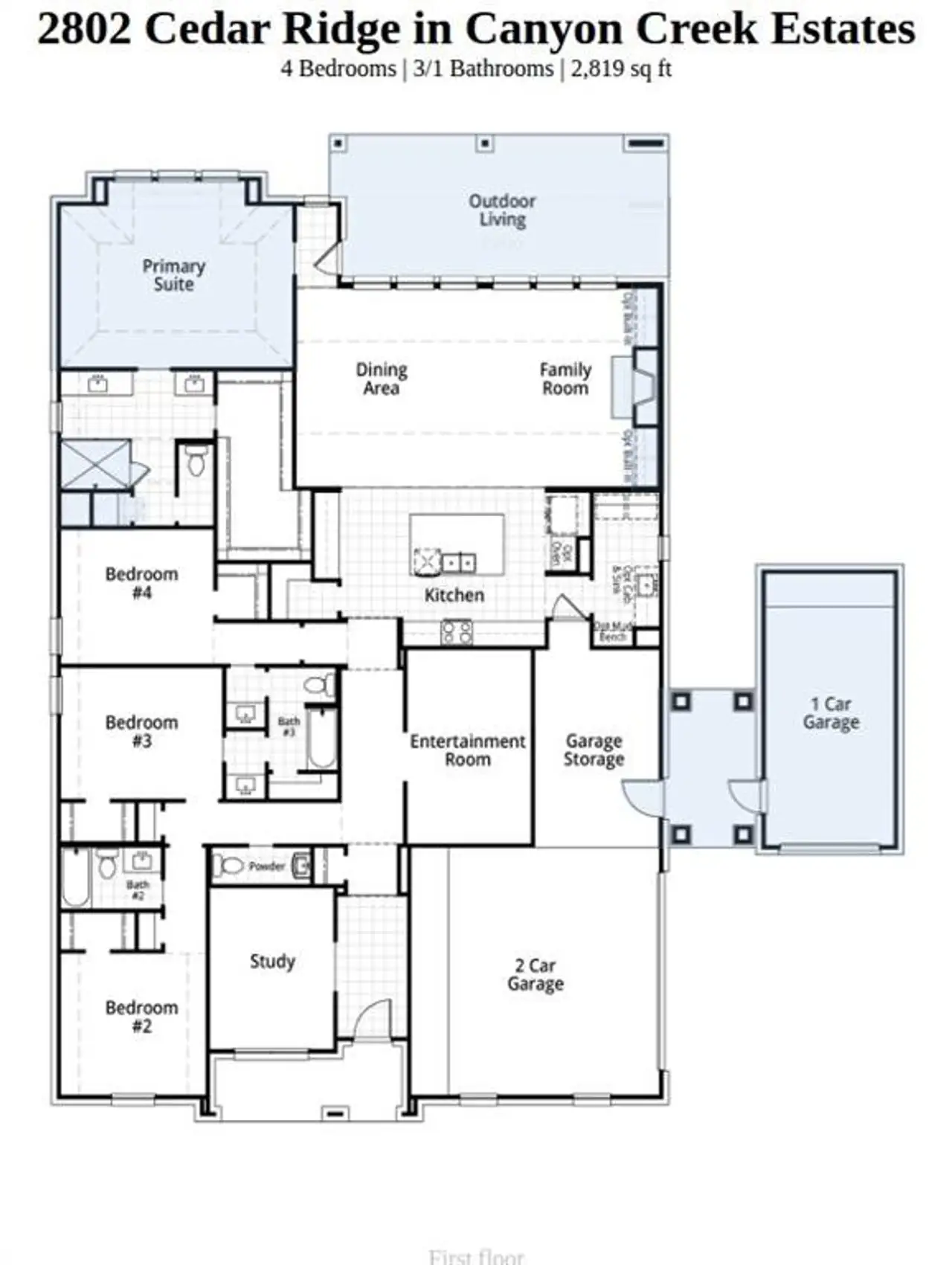 2D floor plan layout of this home in Canyon Creek Estates, Sherman, TX (Image 2). 2D floor plan layout of this home in Canyon Creek Estates, Sherman, TX (Image 2).