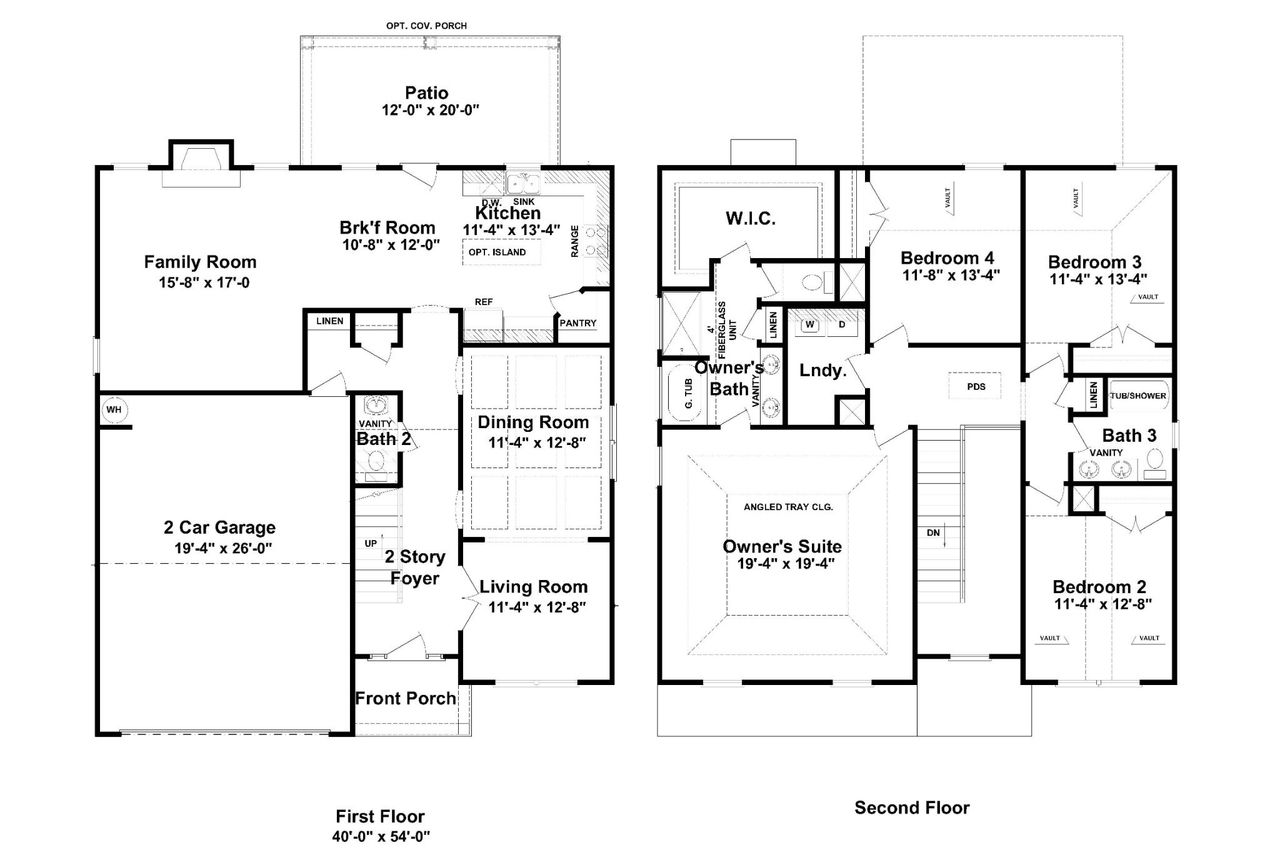 2D floor plan layout for the Crystal by Designer Homes of Georgia in Austin Heights, North Augusta, SC (Image 2).