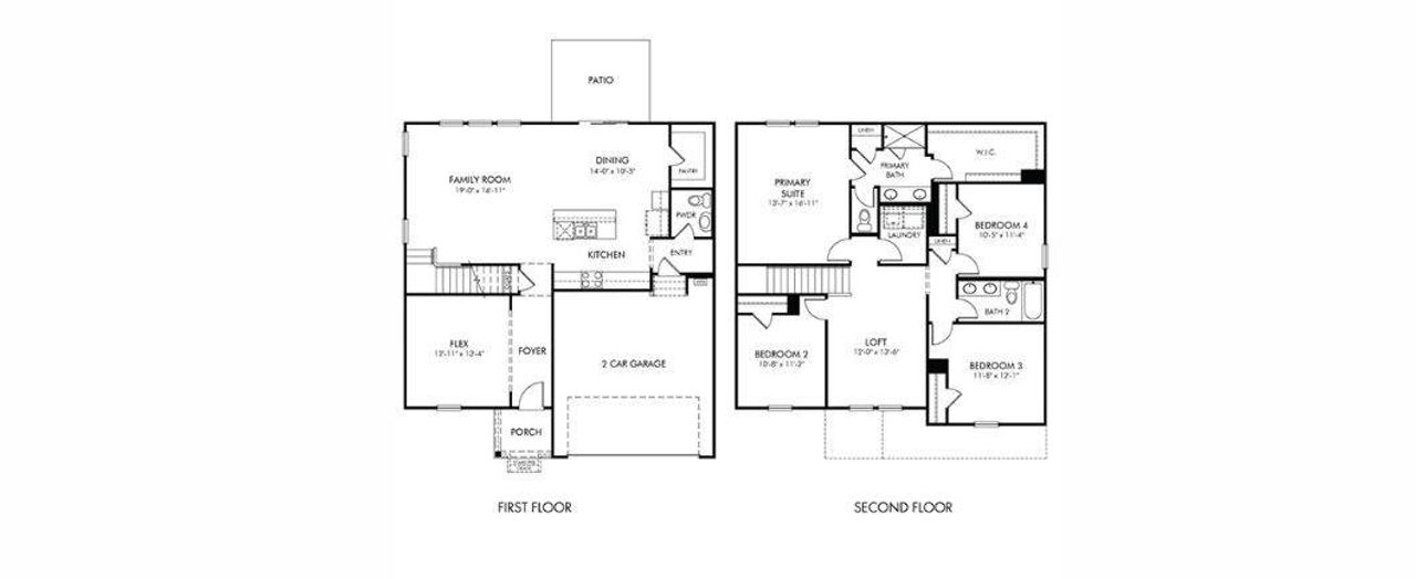 2D floor plan layout of this home in Harper Landing, Stanley, NC (Image 2).