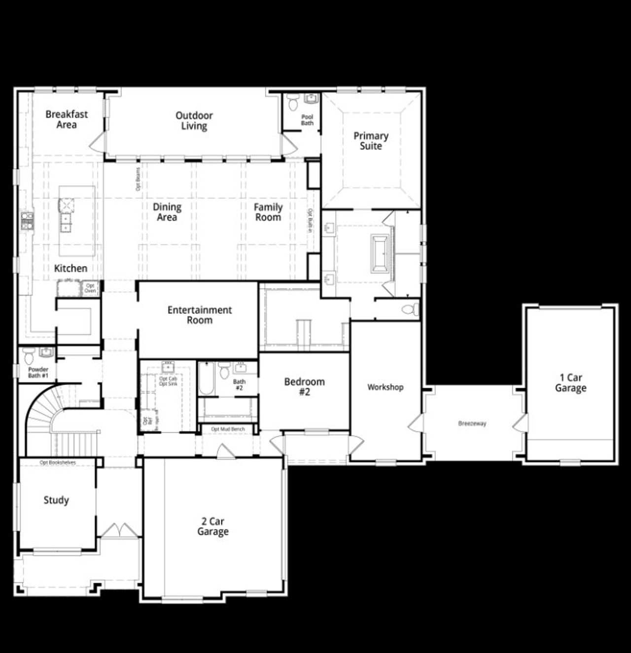 2D floor plan layout for the VareseGR by Highland Homes in Estates at Bristol Valley, Heath, TX (Image 2). 2D floor plan layout for the VareseGR by Highland Homes in Estates at Bristol Valley, Heath, TX (Image 2).