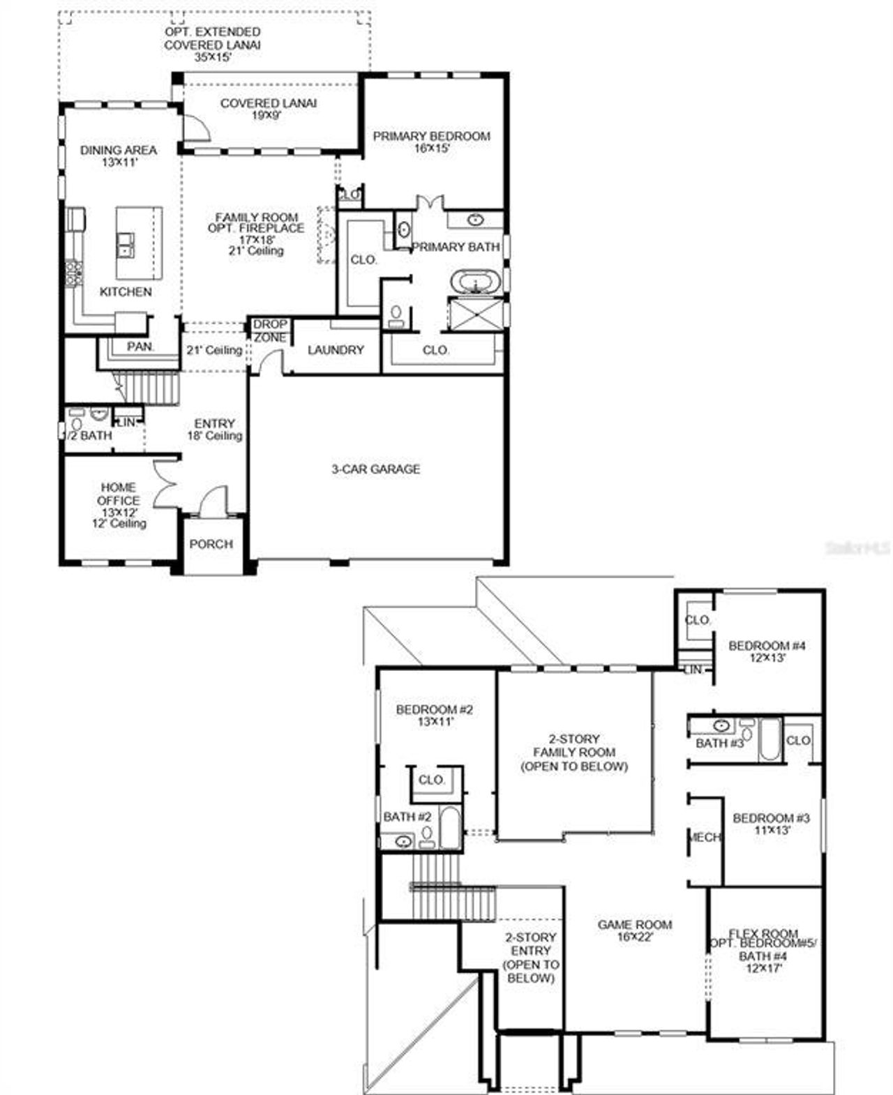 2D floor plan layout of this home in Star Farms at Lakewood Ranch, Bradenton, FL (Image 2).