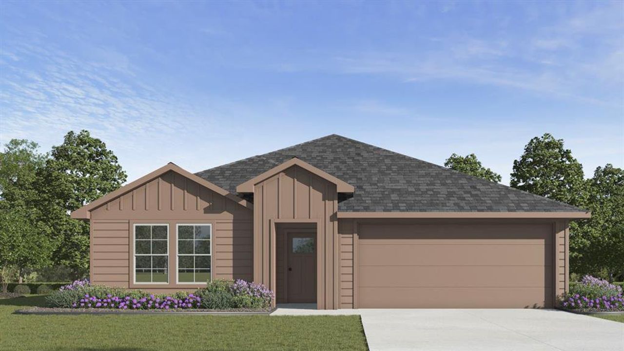 Front exterior of a new home in Waverly Estates, Josephine, TX, highlighting curb appeal (Image 2).