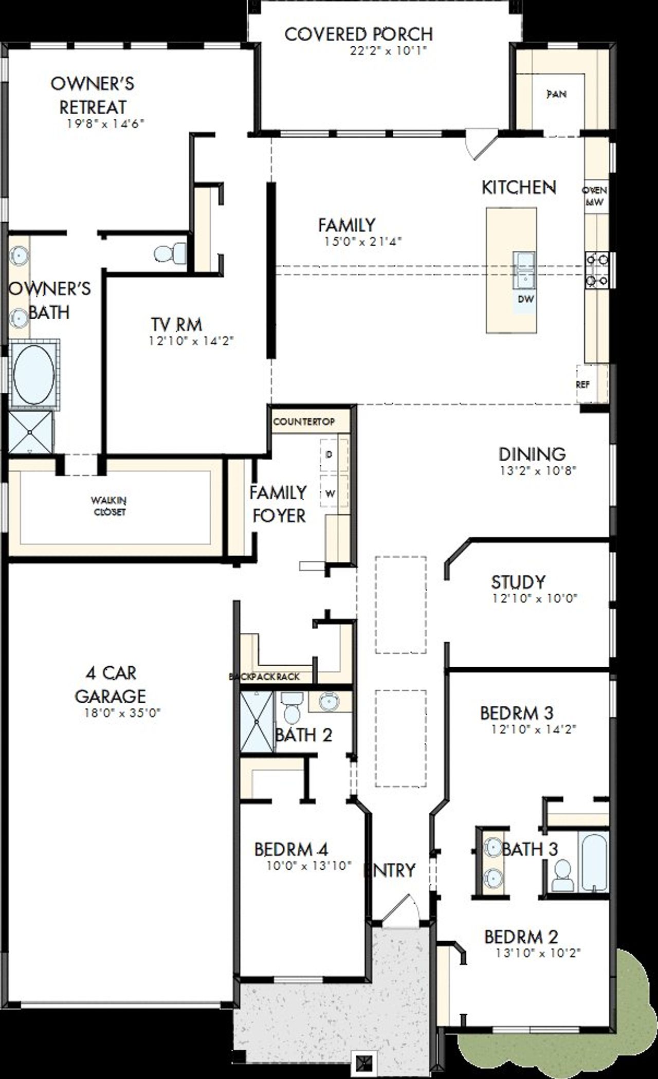 2D floor plan layout of this home in Windsong - Legacy Series, Boerne, TX (Image 2). 2D floor plan layout of this home in Windsong - Legacy Series, Boerne, TX (Image 2).