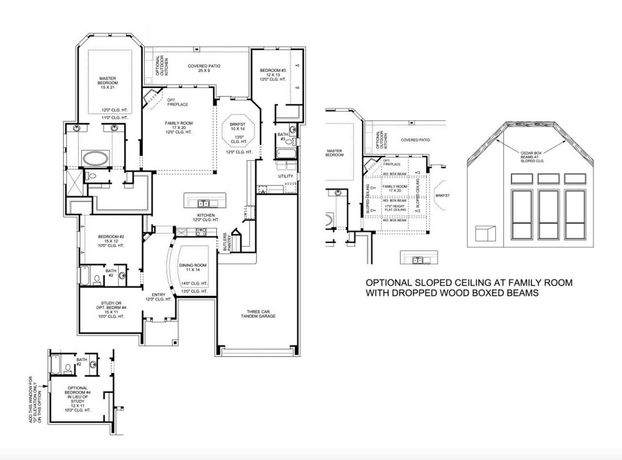 2D floor plan layout for the Cornell 3112 by J. Patrick Homes in Grand Central Park 70', Conroe, TX (Image 2).