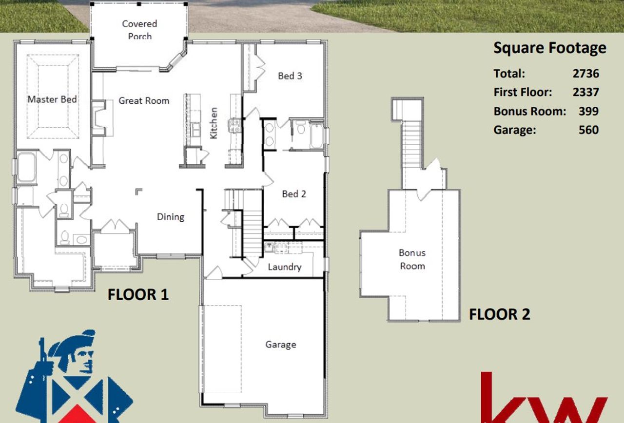2D floor plan layout for the Andrew 3 by Sentinel Builders, Inc. in Copperstone At Choto, Knoxville, TN (Image 2).
