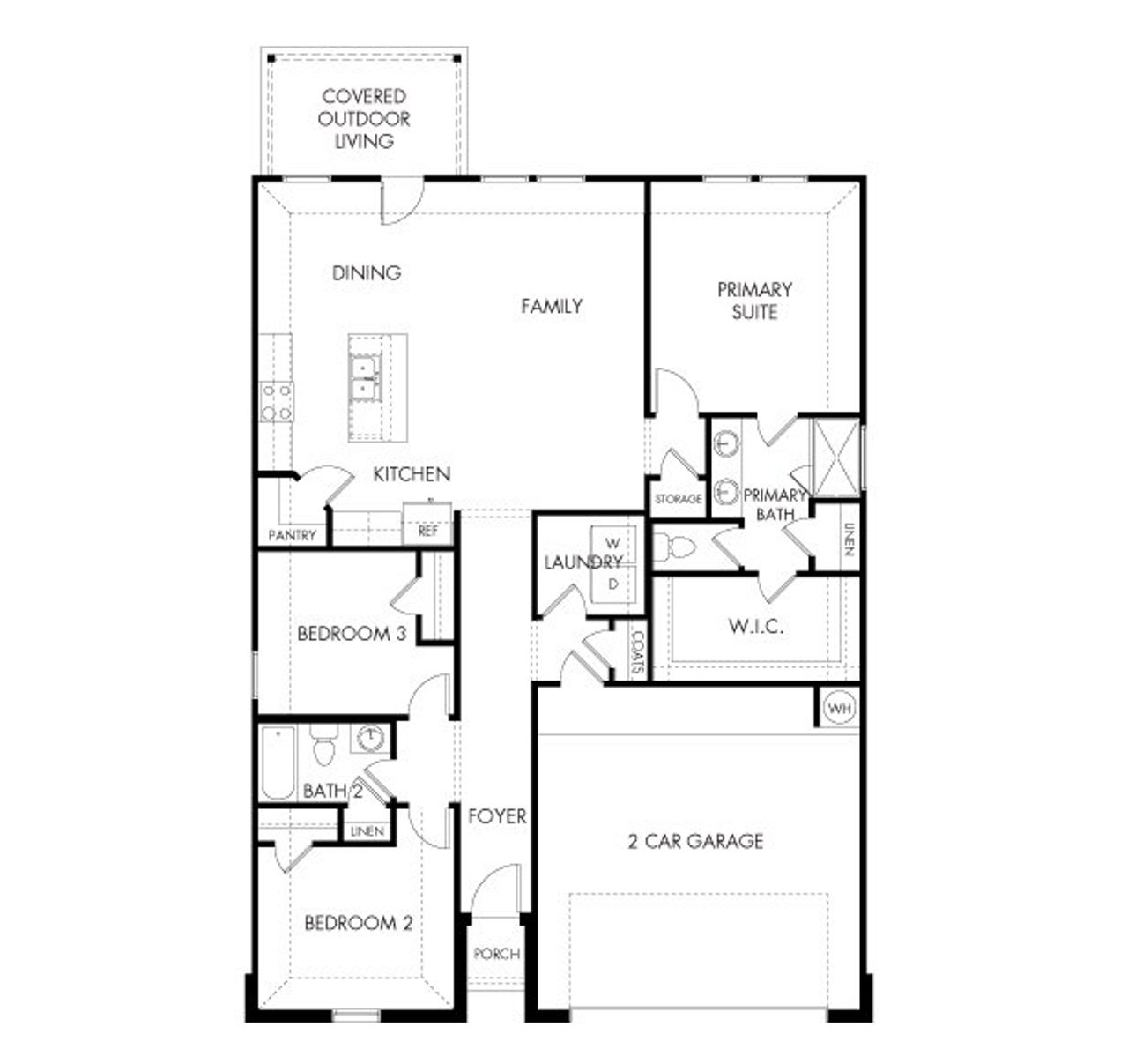 2D floor plan layout of this home in Creekfall, Burnet, TX (Image 2).