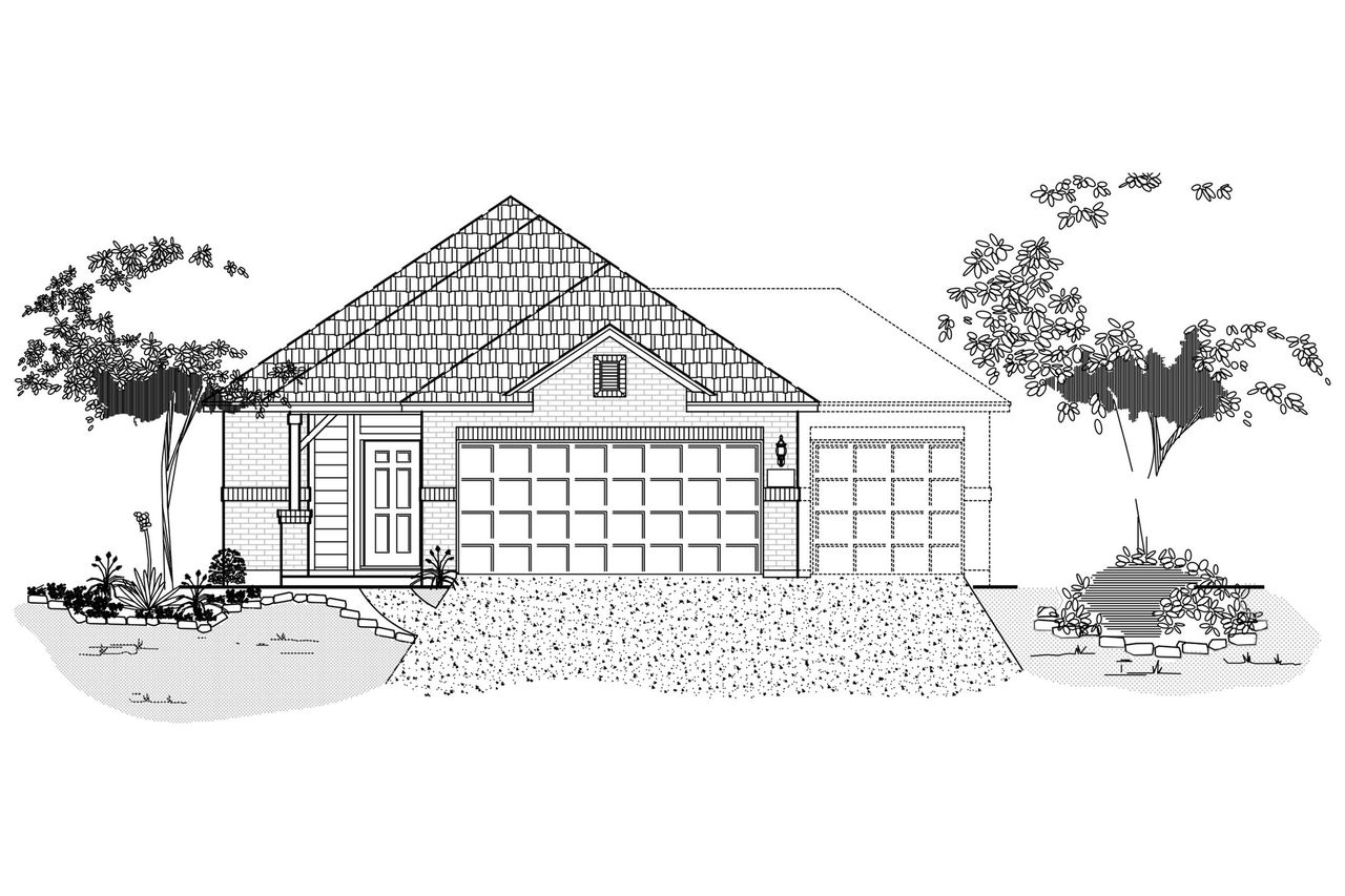 Representative exterior photo of a completed home built from the 1689 by Cyrene Homes in Cobblestone, Texas City, TX (Image 2).