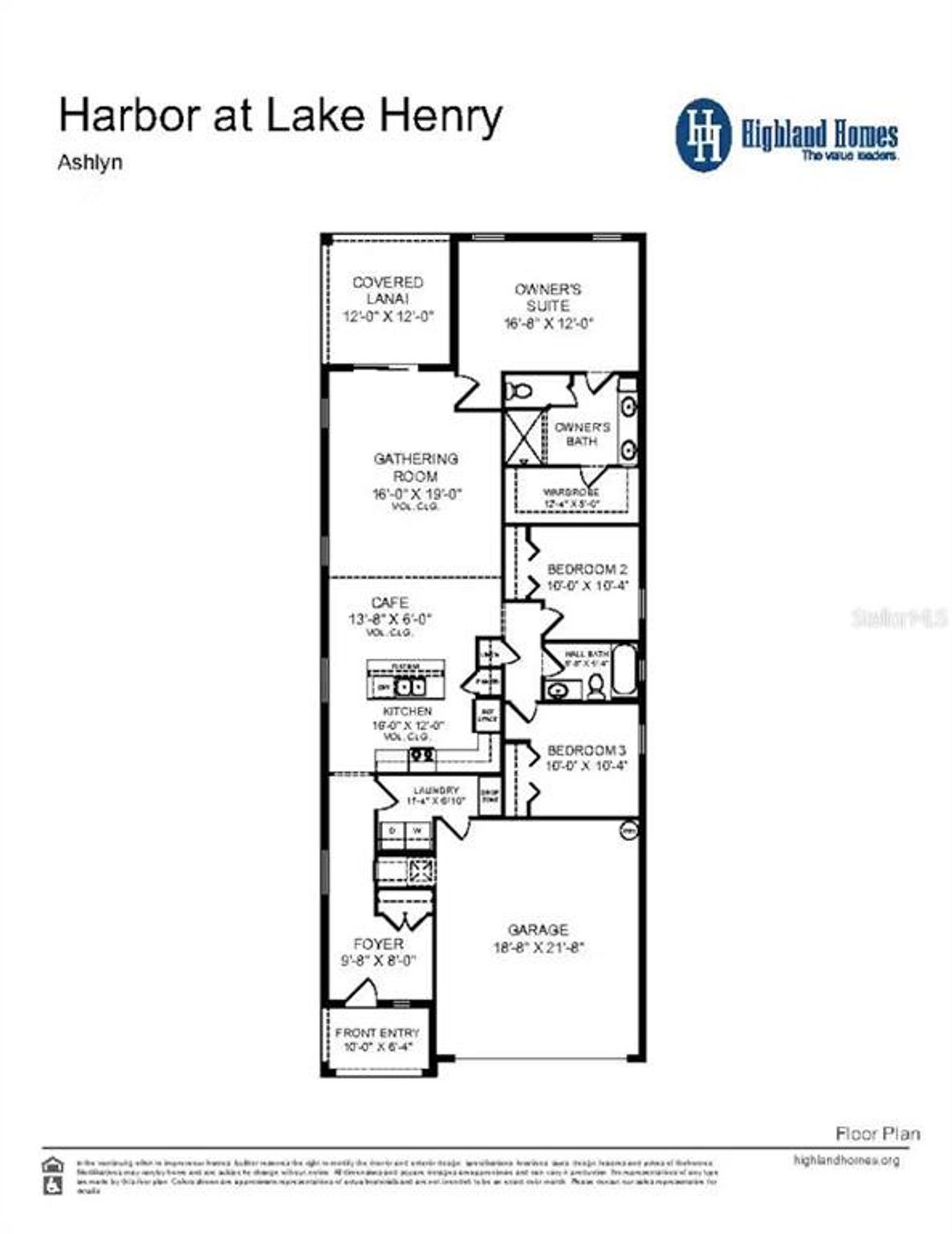 2D floor plan layout of this home in Harbor at Lake Henry - Single-Family Homes, Winter Haven, FL (Image 2).