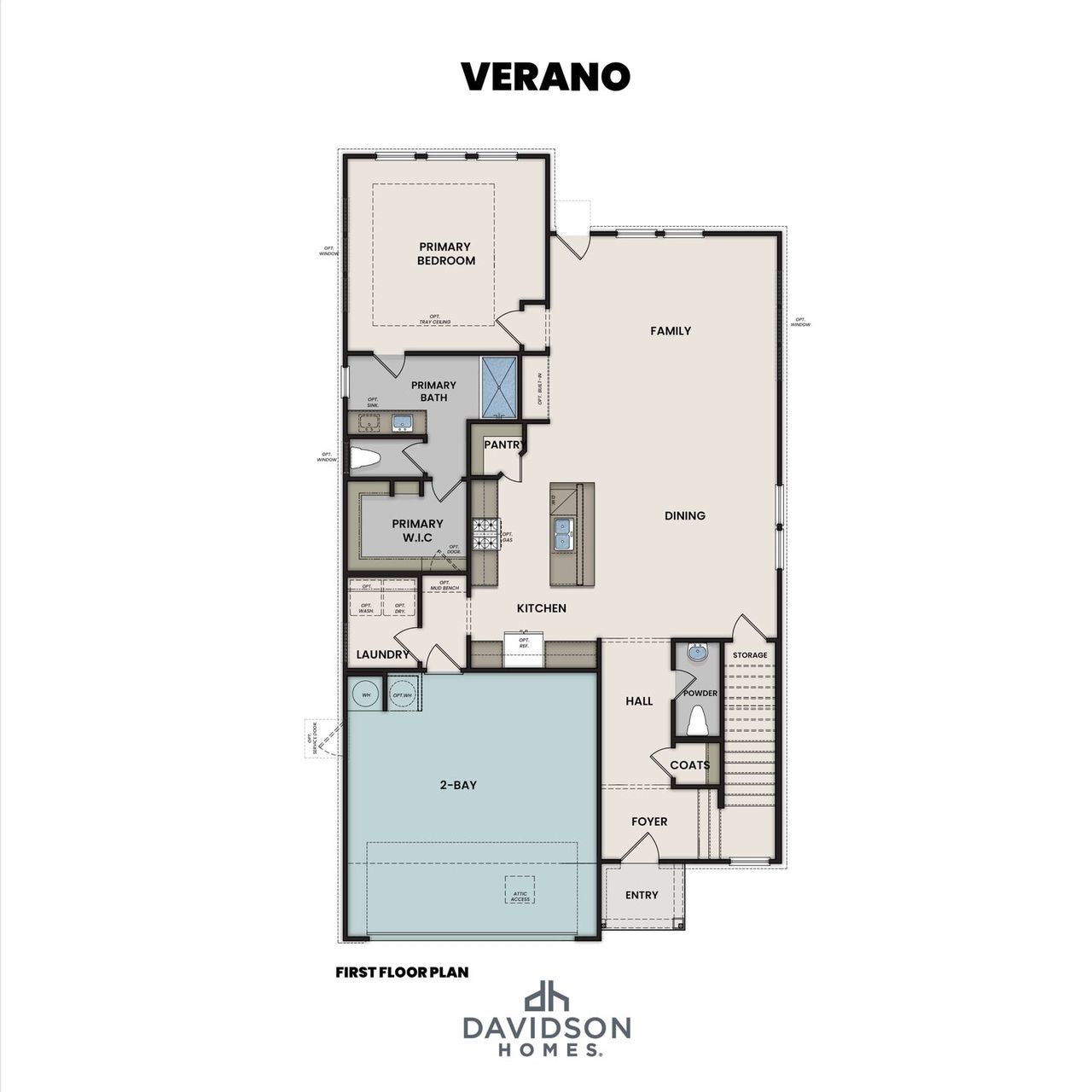 2D floor plan layout for the The Verano F by Davidson Homes LLC in Enclave at Newport, Crosby, TX (Image 2).