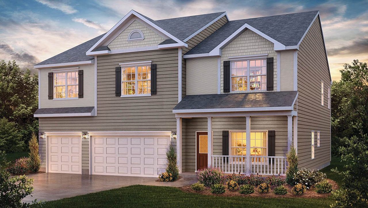 Representative exterior photo of a completed home built from the Georgetown by D.R. Horton in The Estates at Edinborough, Gibsonville, NC (Image 2).