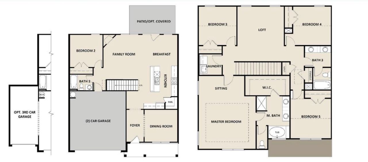 2D floor plan layout for the Brookpark by McKinley Homes in Paces Estates, Lithia Springs, GA (Image 2).