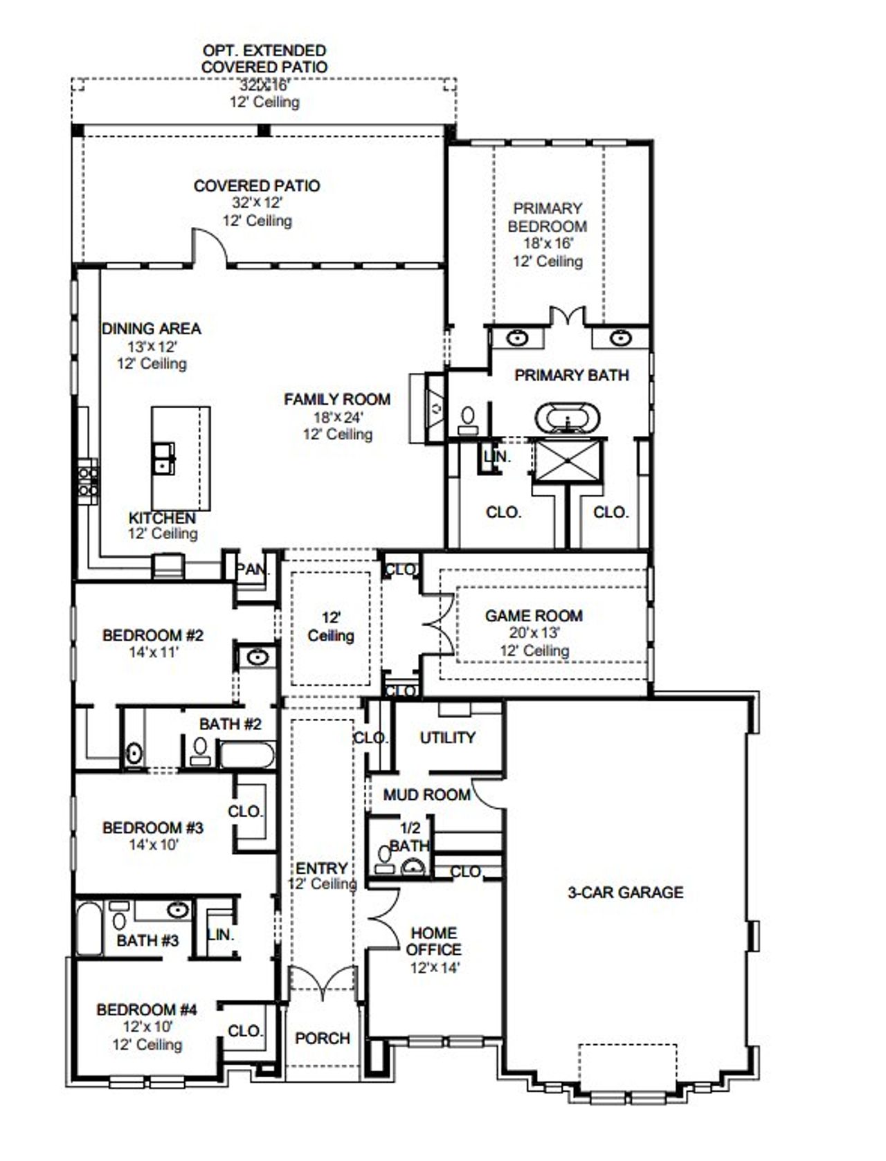 2D floor plan layout for the 3274A by Perry Homes in Enchanted Creek 1 Acre, Allen, TX (Image 2). 2D floor plan layout for the 3274A by Perry Homes in Enchanted Creek 1 Acre, Allen, TX (Image 2).
