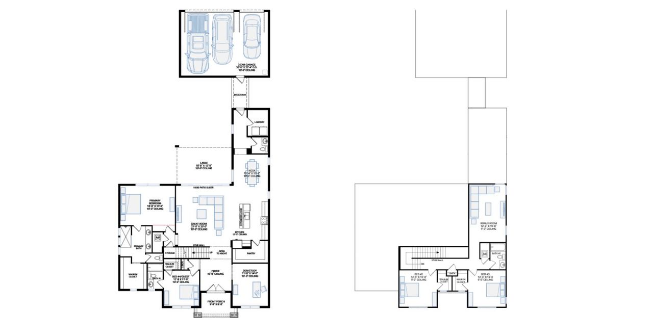 2D floor plan layout for the Eventide by Cardel Homes in Seaflower, Bradenton, FL (Image 2).