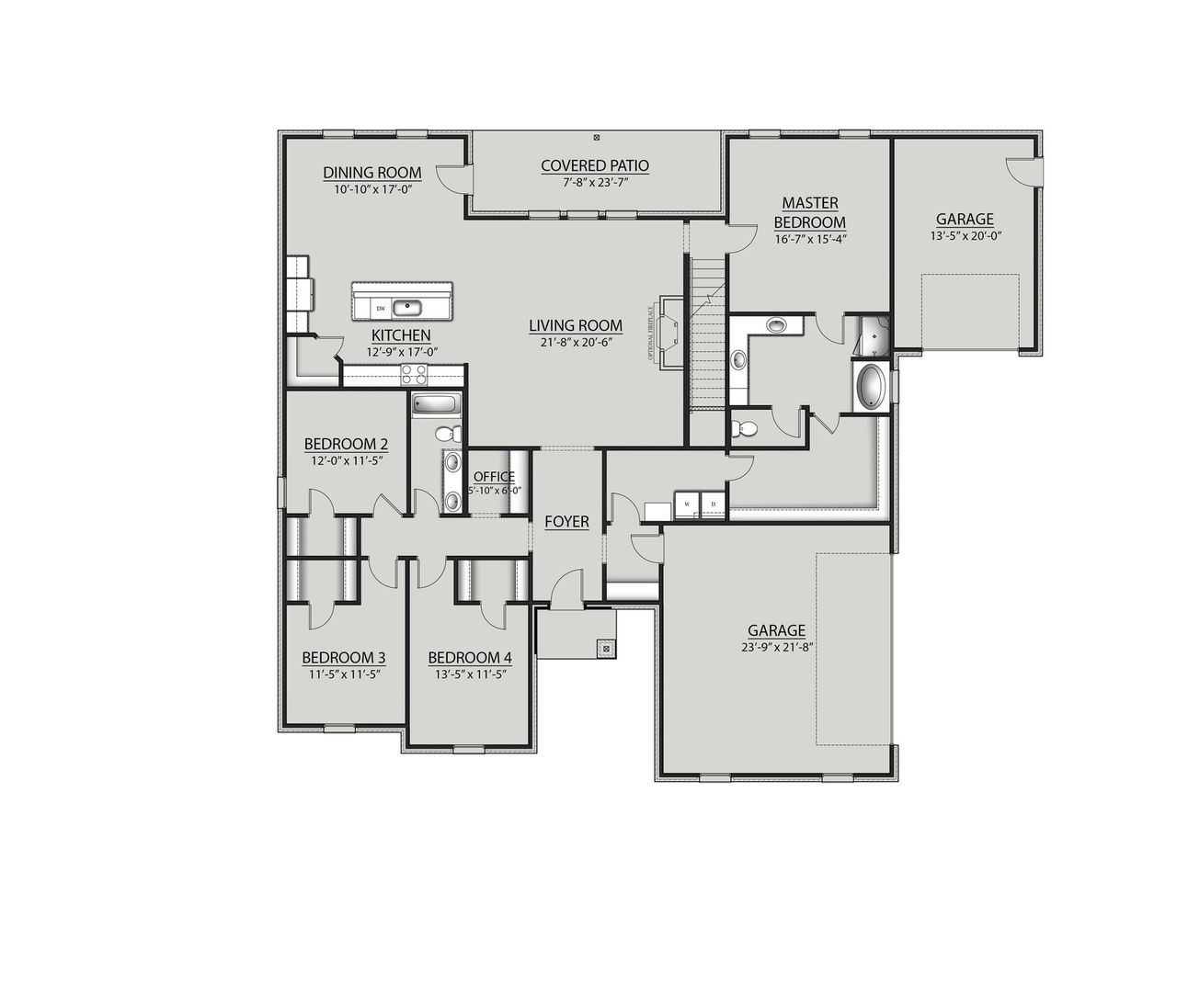 2D floor plan layout for the Charlotte III H by DSLD Homes in The Estates at Highland Reserves, Pleasant View, TN (Image 2).
